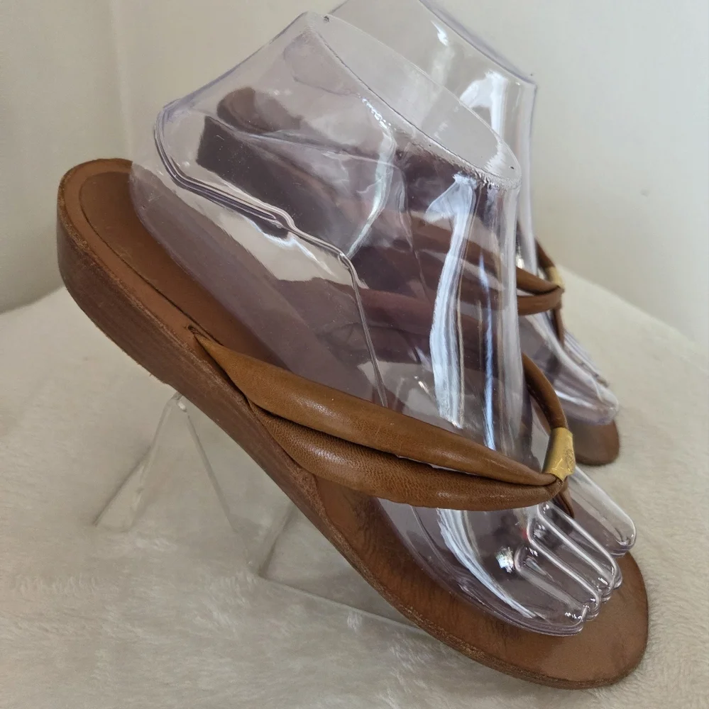 Vintage GUCCI Cognac Brown Leather Women's Sandals Size 8.5 GUC